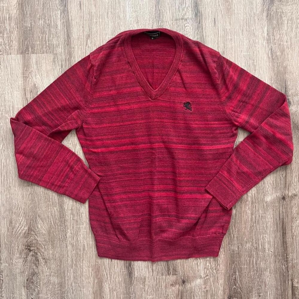 Express Men's Red Striped Sweater